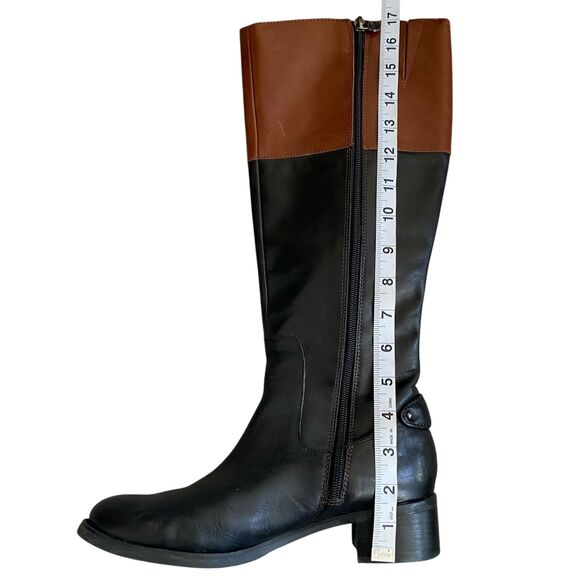 Etienne Aigner Equestrian Riding Boots 7.5M/37.5 Black Brown Leather Knee High - Picture 7 of 10